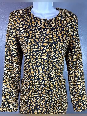 Who What Wear Gold Leopard Print Blazer Jacket Size Medium